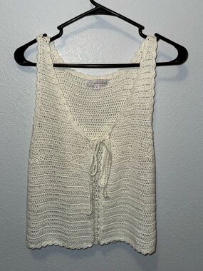 Loola Crochet Tie-Front Tank Top - Cream